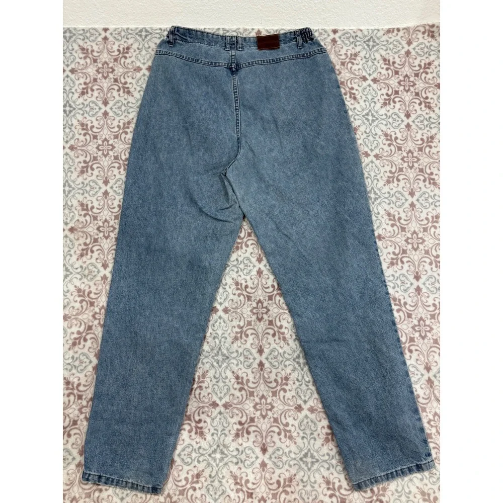 Vintage Lee High Waisted Mom Jeans Light Wash Elastic Waist Tapered Leg 14M 14L